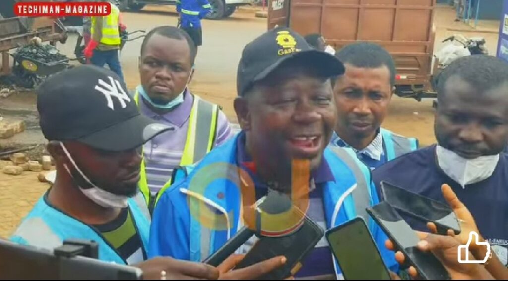 Hon. Agyei Mensah speaking to the media.